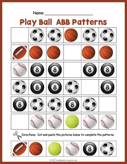 Balls ABB Pattern Worksheet
