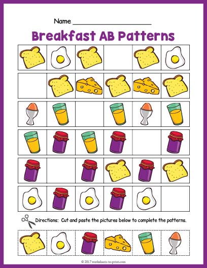 Breakfast AB Pattern Worksheet