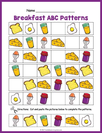 Breakfast ABC Pattern Worksheet