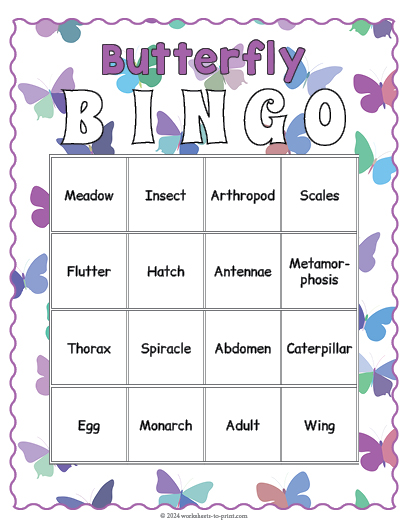 Free Butterfly Bingo