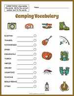 Camping Vocabulary Worksheet thumbnail