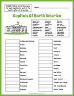 Capitals Of North America Geography Worksheet thumbnail