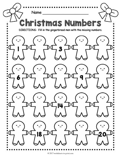christmas numbers to print