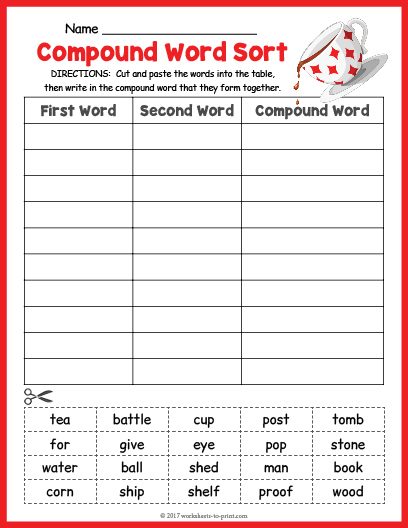 Compound Word Sort Worksheet