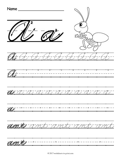 Cursive A Worksheet