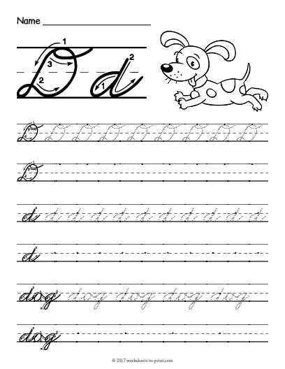 Cursive D Worksheet