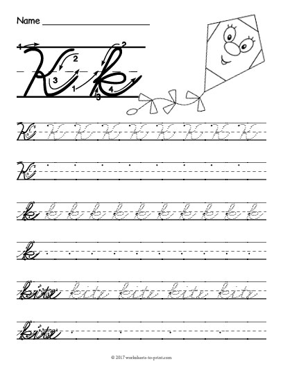 Cursive K Worksheet