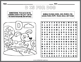 Dog Word Search & Coloring Page thumbnail