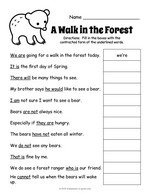 Forest Walks Contractions Worksheet thumbnail
