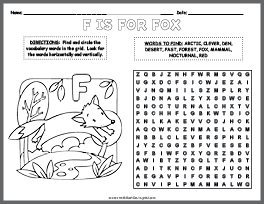 Fox Word Search & Coloring Page thumbnail