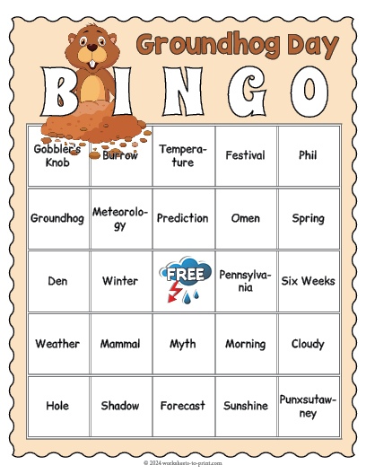Free Groundhog Day Bingo