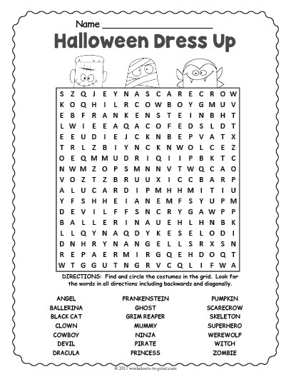 Halloween Word Search