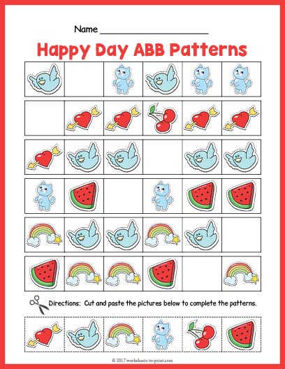Happy Day ABB Pattern Worksheet