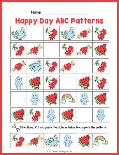 Happy Day ABC Pattern Worksheet