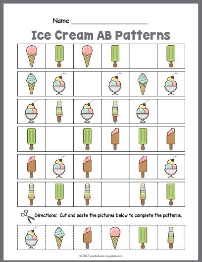 Ice Cream AB Pattern Worksheet