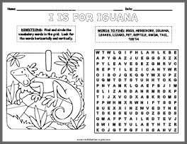 Iguana Word Search & Coloring Page thumbnail