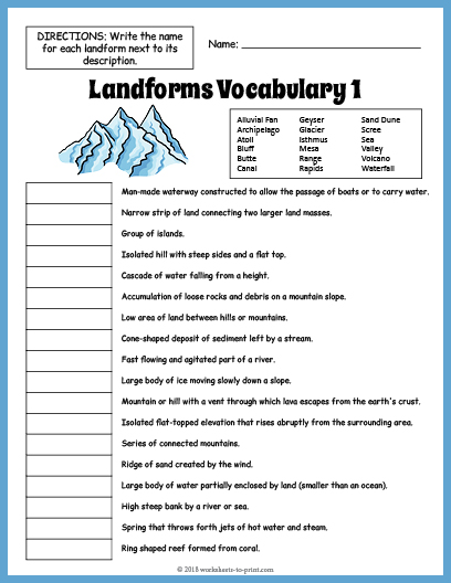 Geography Landforms Workbook