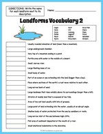 Landforms Vocabulary Worksheet 2 thumbnail