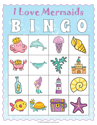 Free Mermaid Bingo