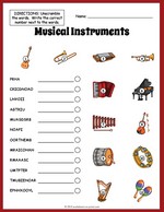 Musical Instruments Vocabulary Worksheet thumbnail