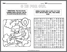 Owl Word Search & Coloring Page thumbnail