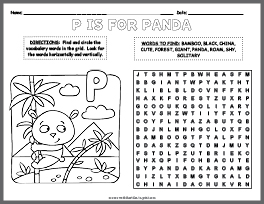 Panda Word Search & Coloring Page thumbnail
