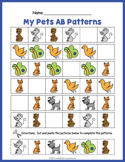 Pets AB Pattern Worksheet