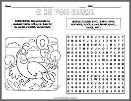Quail Word Search & Coloring Page thumbnail