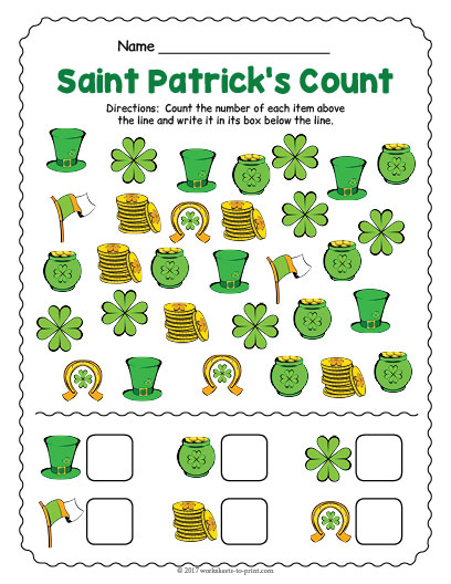 Saint Patricks Day Counting Worksheet