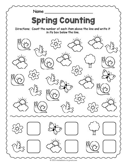 Spring Counting Worksheet