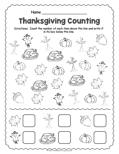 Thanksgiving Counting Worksheet