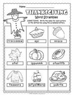 Thanksgiving Word Scramble thumbnail