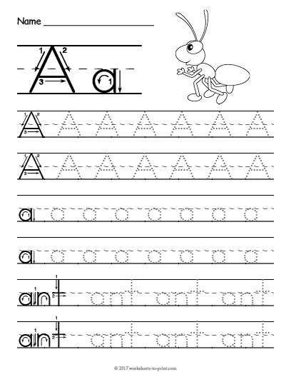 Tracing Letter A Worksheet