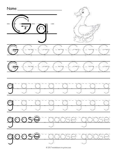 Tracing Letter G Worksheet