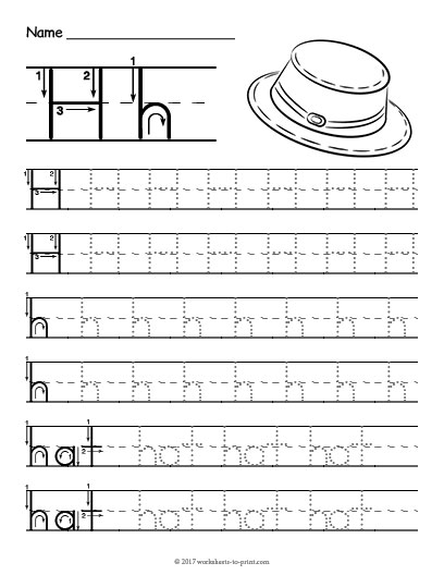 tracing letter h worksheet