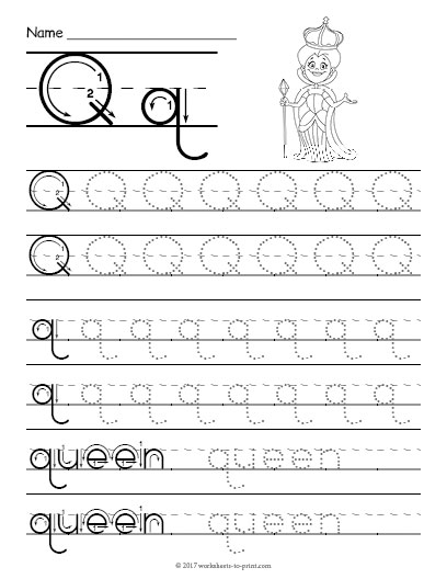 Tracing Letter Q Worksheet