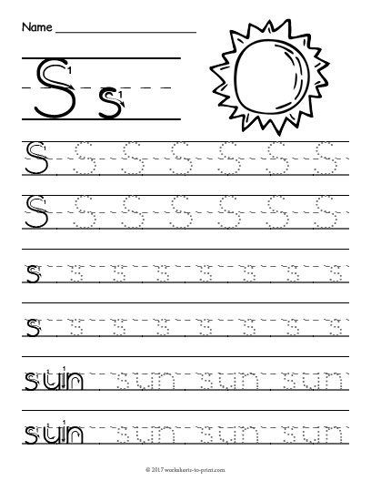 Tracing Letter S Worksheet