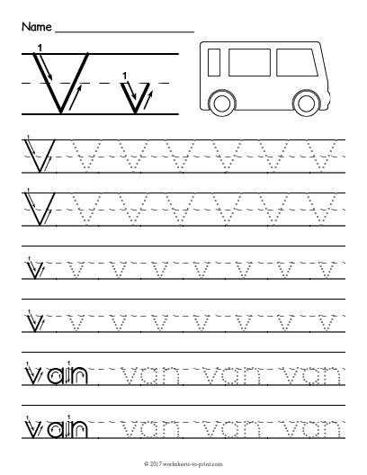 Tracing Letter V Worksheet