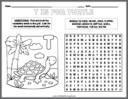 Turtle Word Search & Coloring Page thumbnail