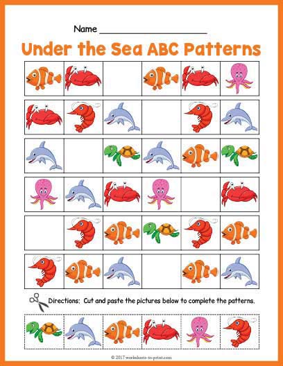 Under The Sea ABC Pattern Worksheet