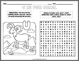 Urial Word Search & Coloring Page thumbnail