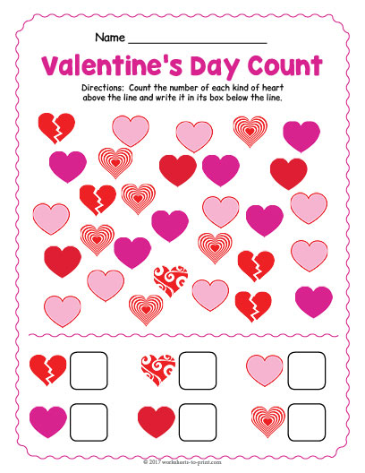 Valentines Day Counting Worksheet