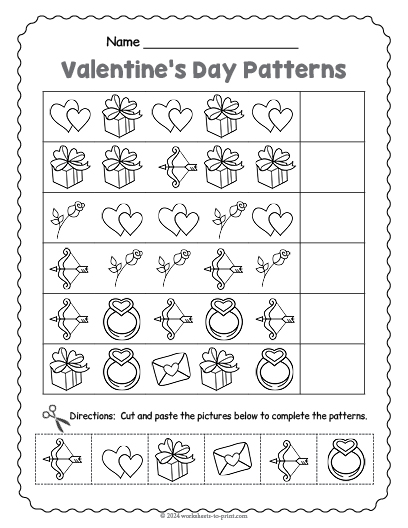 Valentine's Day Pattern Worksheet