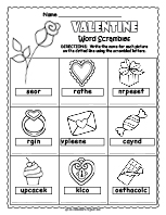 Valentine's Day Word Scramble Worksheet thumbnail