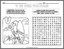 Vulture Word Search & Coloring Page thumbnail