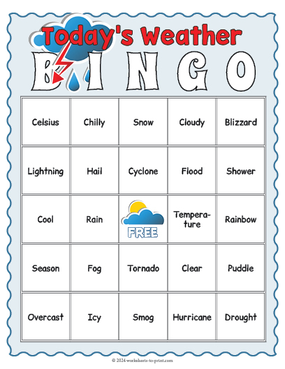 Free Weather Bingo