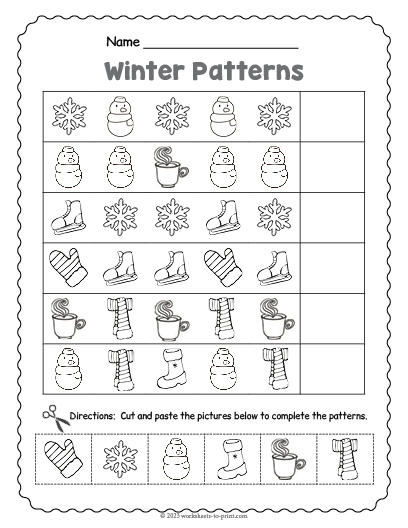 Free Winter Pattern Worksheet