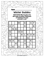 Winter Sudoku Worksheet thumbnail