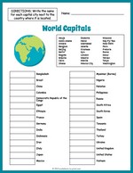 World Capitals Worksheet thumbnail